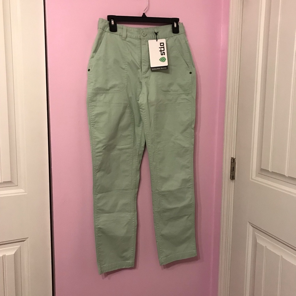 STIO Rivet Twill Carpenter Pants Double Knee Womens Lichen Green NWT